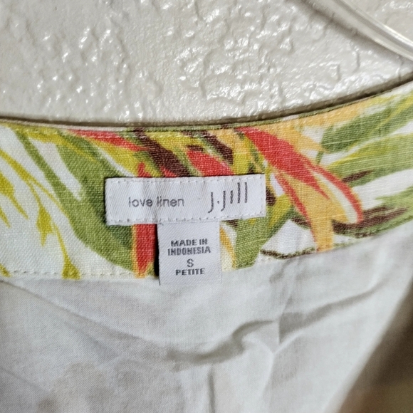 J. Jill Dress Shift Sundress Linen Tropical Palms Pockets Sz S Petite - Picture 6 of 10